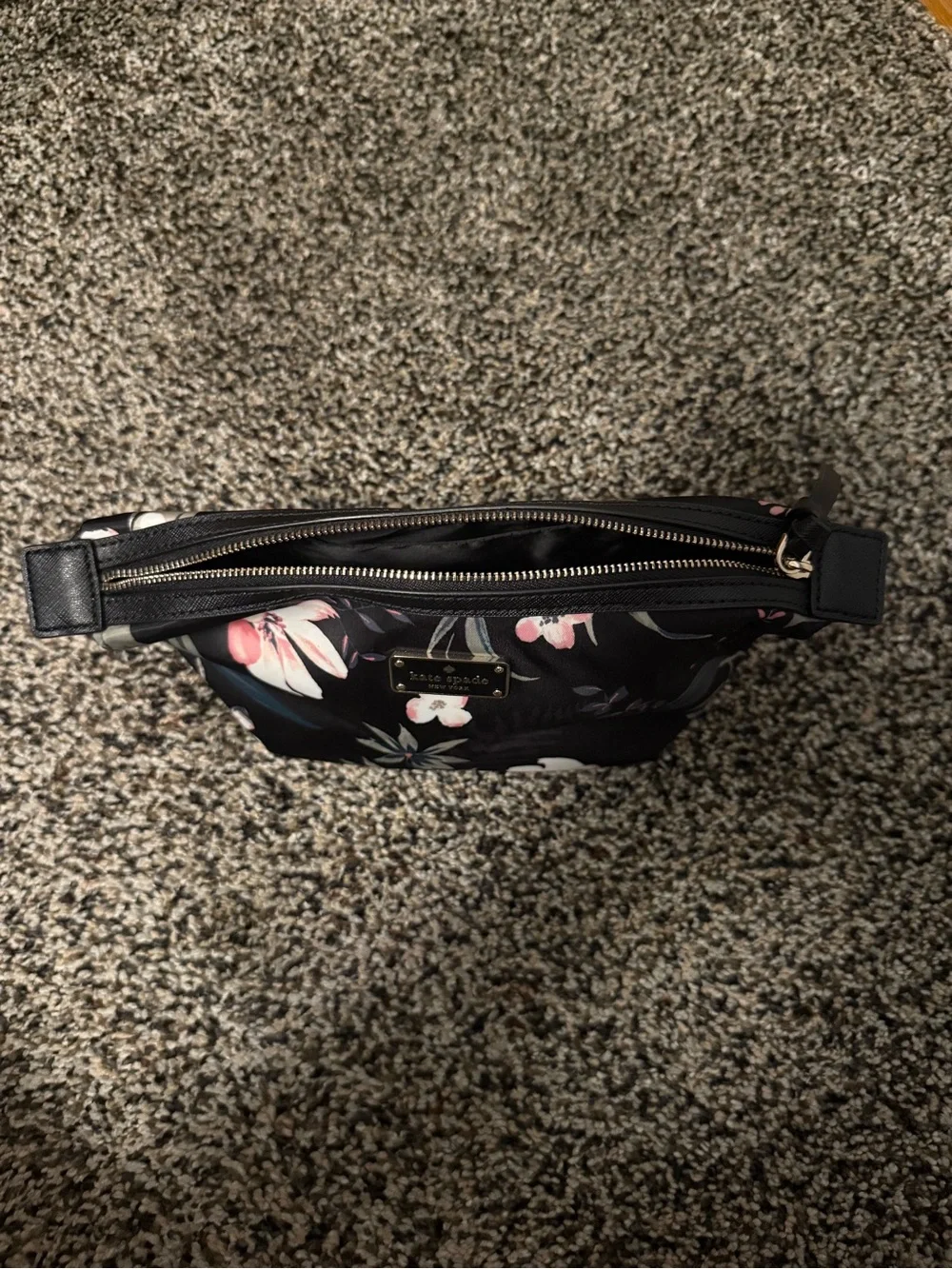 kate spade Black Floral Print Cosmetic Pouch